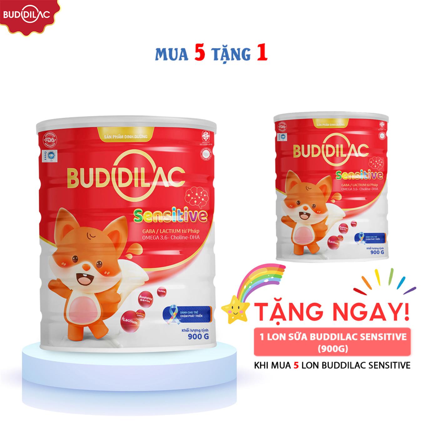 Combo 6 lon sữa Buddilac Sensitive 900g - Dinh dưỡng dành cho trẻ tự kỷ