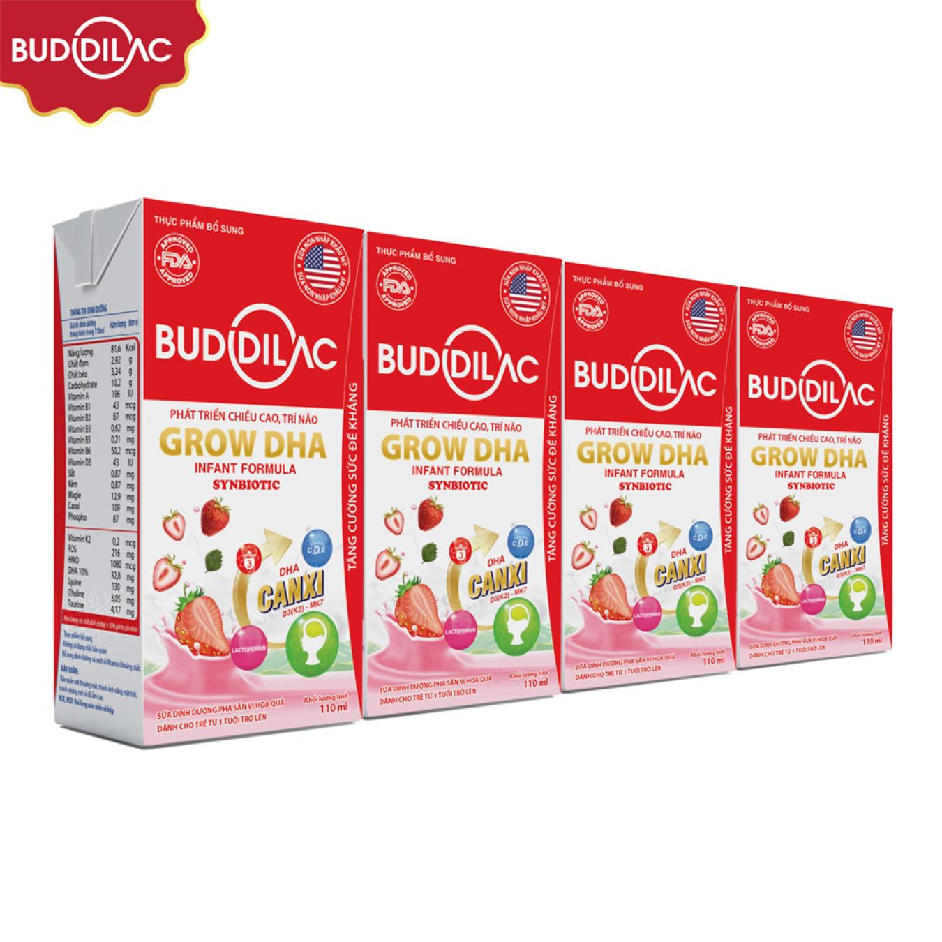 sữa pha sẵn cao năng lượng Buddilac Grow DHA 48 hộp